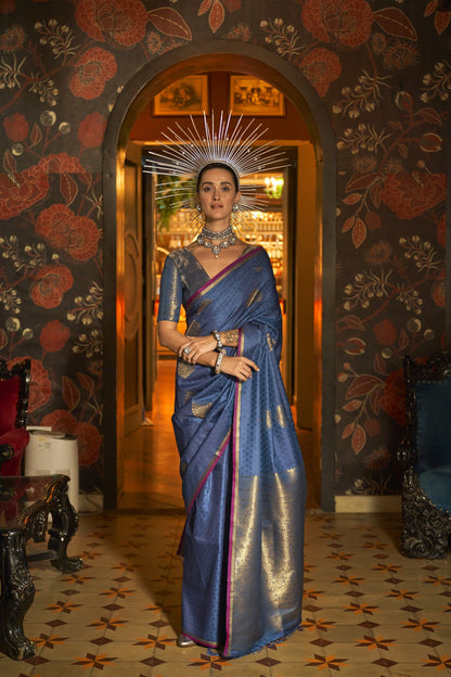 Ishani Dark Blue Silk Saree