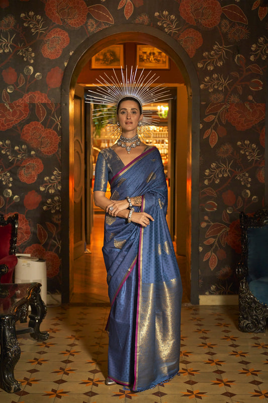 Ishani Dark Blue Silk Saree
