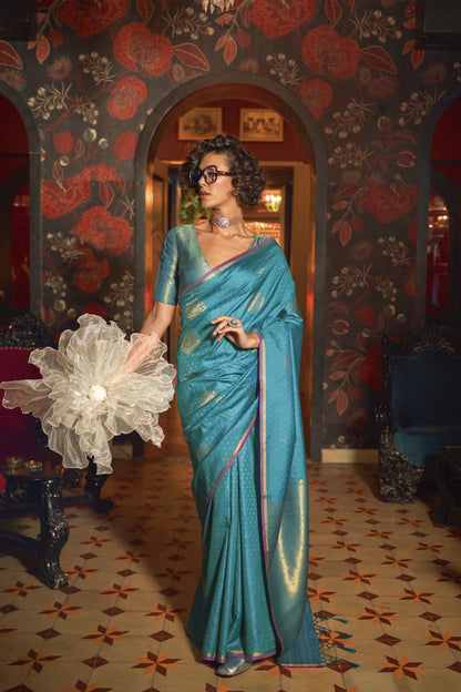 Ishani Light Blue Silk Saree