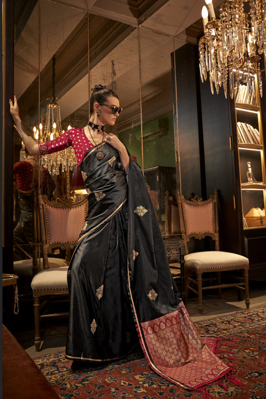 Revati Black Silk Saree