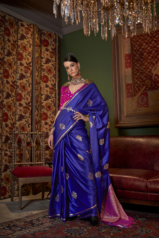 Revati Royal Blue Silk Saree
