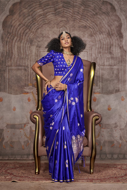 Nayantara Blue Pichwai Satin Silk Saree