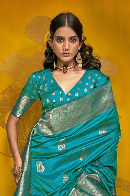 Jivika Blue Two Tone Silk Saree