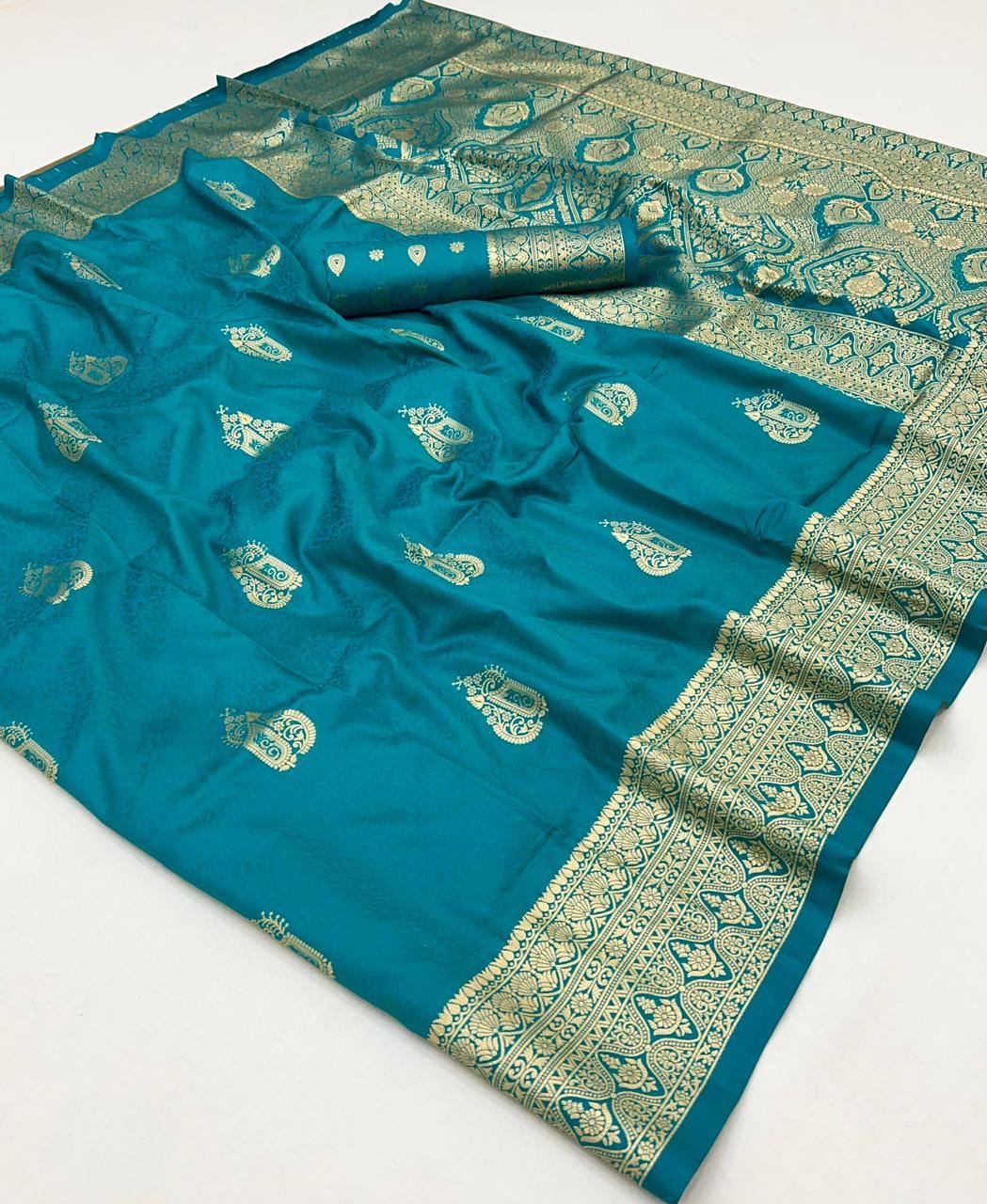 Jivika Blue Two Tone Silk Saree