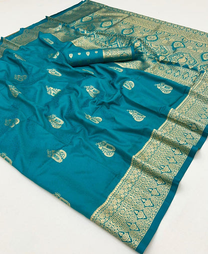 Jivika Blue Two Tone Silk Saree