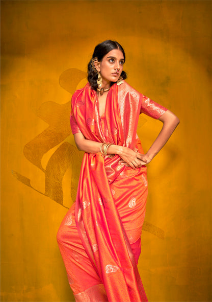 Jivika Orange Two Tone Silk Saree
