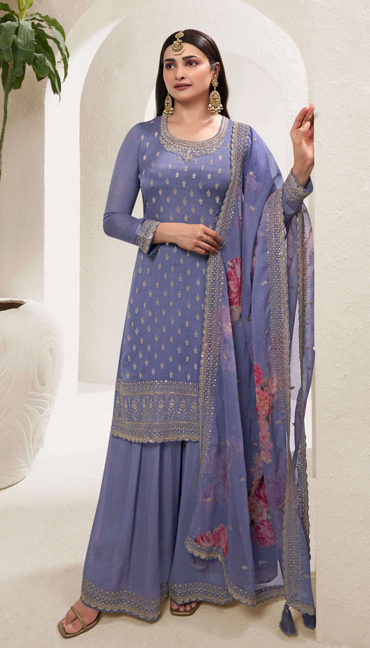 Saanvi Chinnon Silk Dress Material - 6 Colours