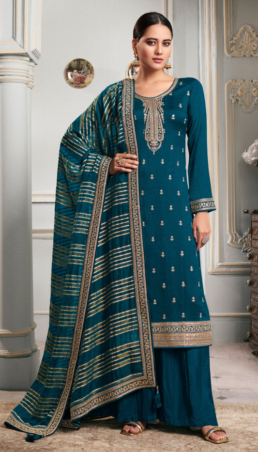Varnika Blue Georgette Dress Material