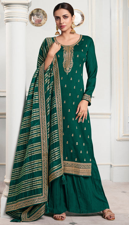 Varnika Green Georgette Dress Material