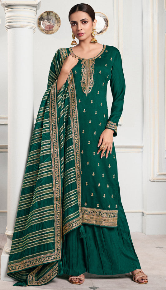 Varnika Green Georgette Dress Material
