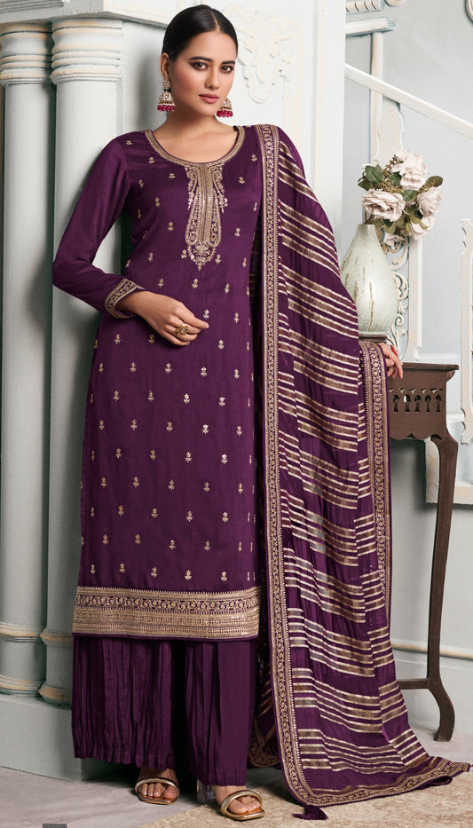 Varnika Purple Georgette Dress Material