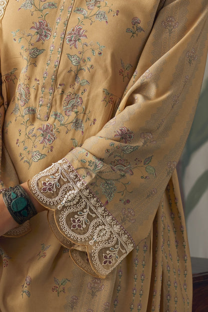 Aaradhya Beige Muslin Digital Print Dress Material