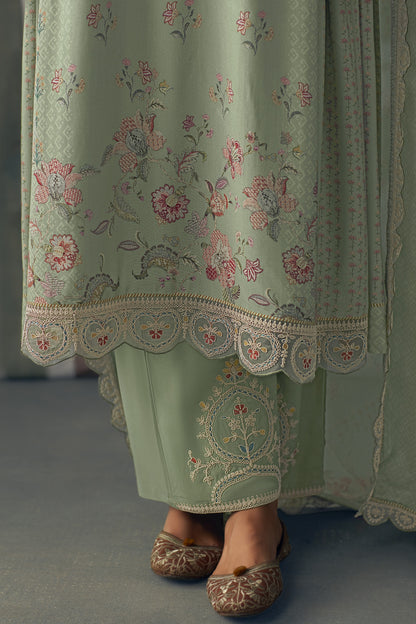 Aaradhya Green Muslin Printed Dress Material
