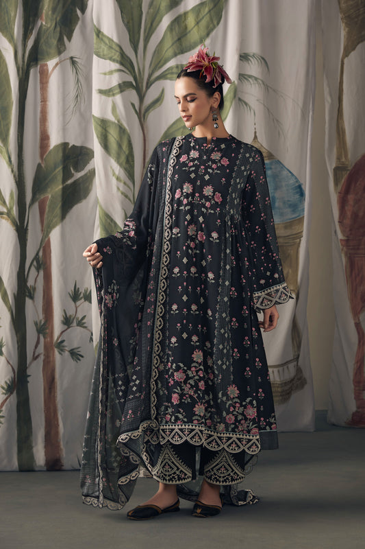 Aaradhya Black Muslin Printed Dress Material