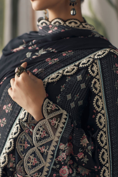 Aaradhya Black Muslin Printed Dress Material