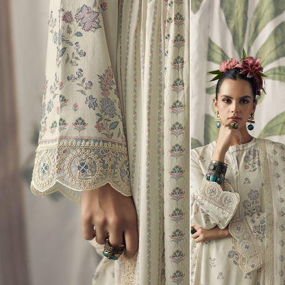 Aaradhya White Muslin Printed Dress Material
