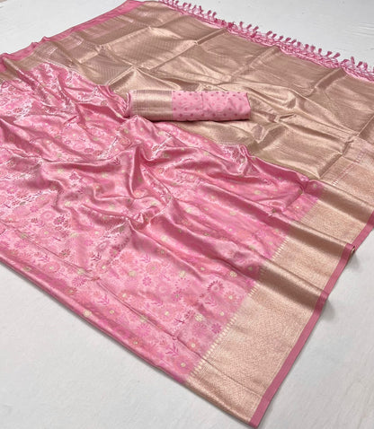 Niharika Pink Satin Silk Saree - Style 1