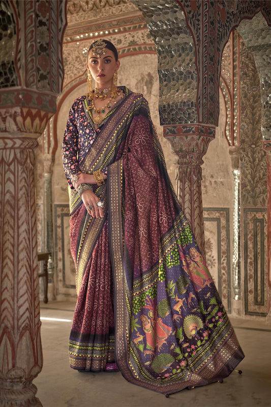 Devika Maroon Silk Saree