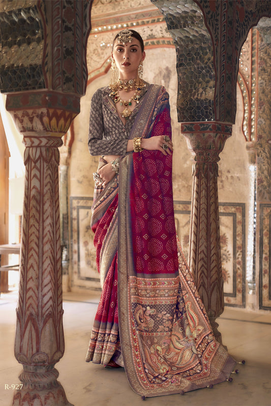 Devika Dark Red Silk Saree