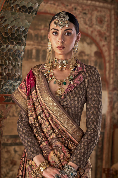 Devika Dark Red Silk Saree