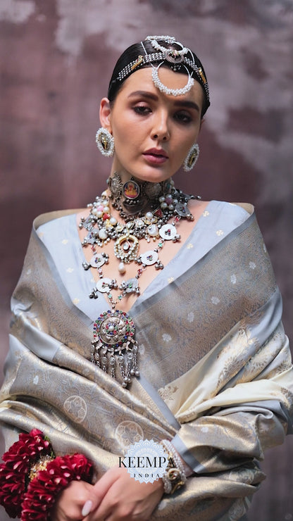 Sharini Grey Silk Saree