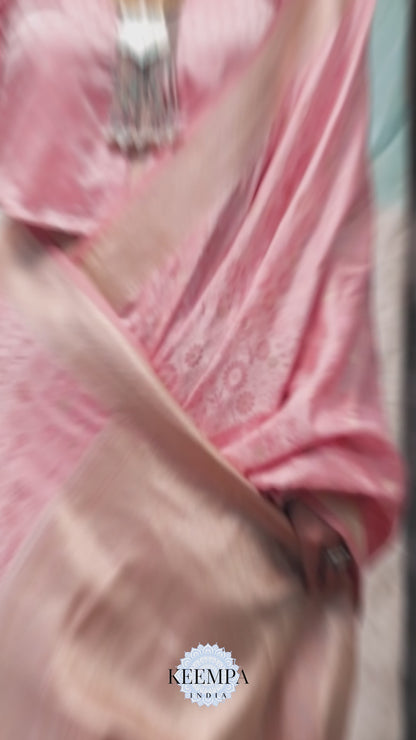 Niharika Pink Satin Silk Saree - Style 1