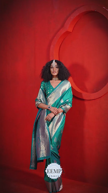 Jivika Green Two Tone Silk Saree