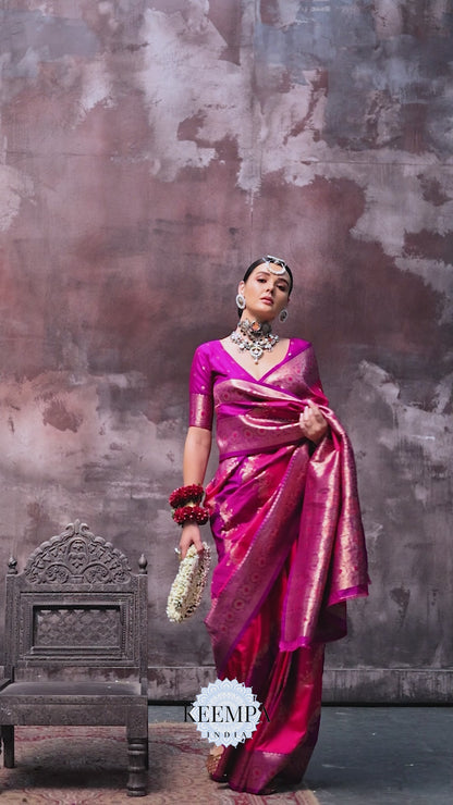 Sharini Pink Purple Silk Saree